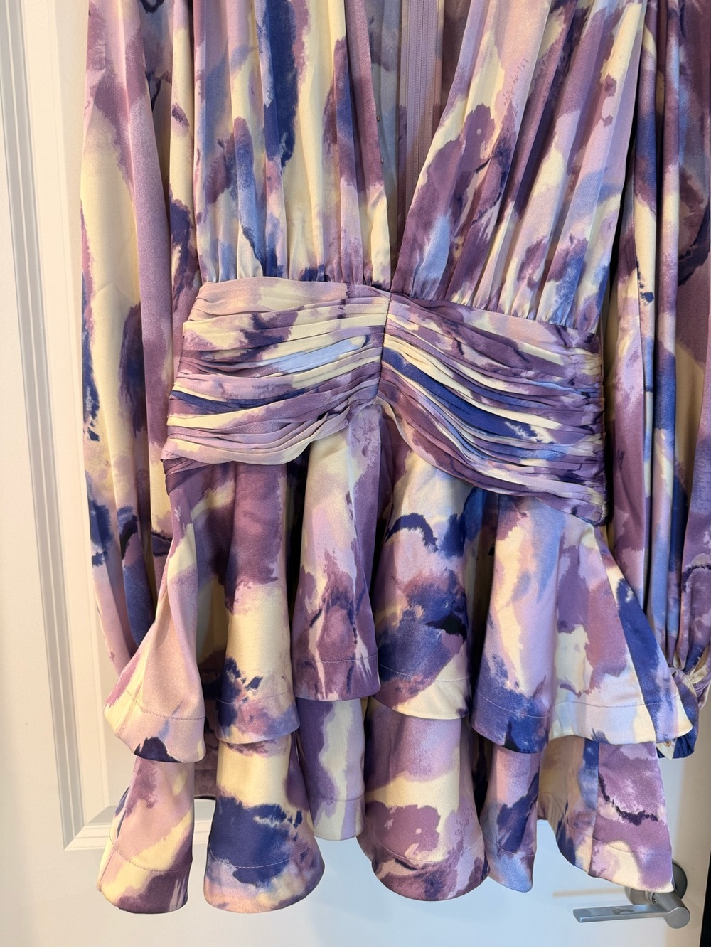 New Bronx and Banco Wisteria Bedouin Coastal Wrap Mini Dress in Purple Multi - Picture 12 of 16